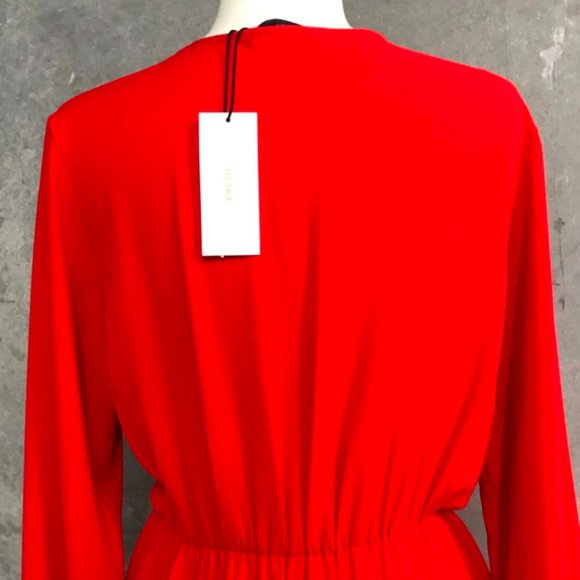 SHEIKE Majorca Red Plunge Tie Front Long Sleeve Midi Dress NWT - Picture 4 of 8